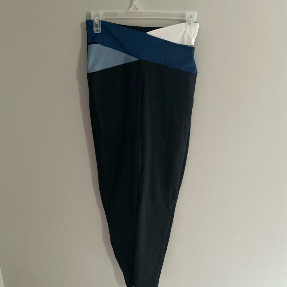 Lanston Sport High Waist Cutout Colorblock Leggings Black Blue Yoga Pants Womens